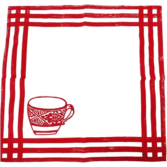 Designers Guild Tea Time Picnic Tablecloth 6 Tea Cup Napkins Made in the UK RARE - Picture 4 of 9